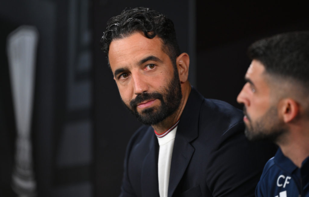 Ruben Amorim looks on from sidelines during Man United vs Tottenham