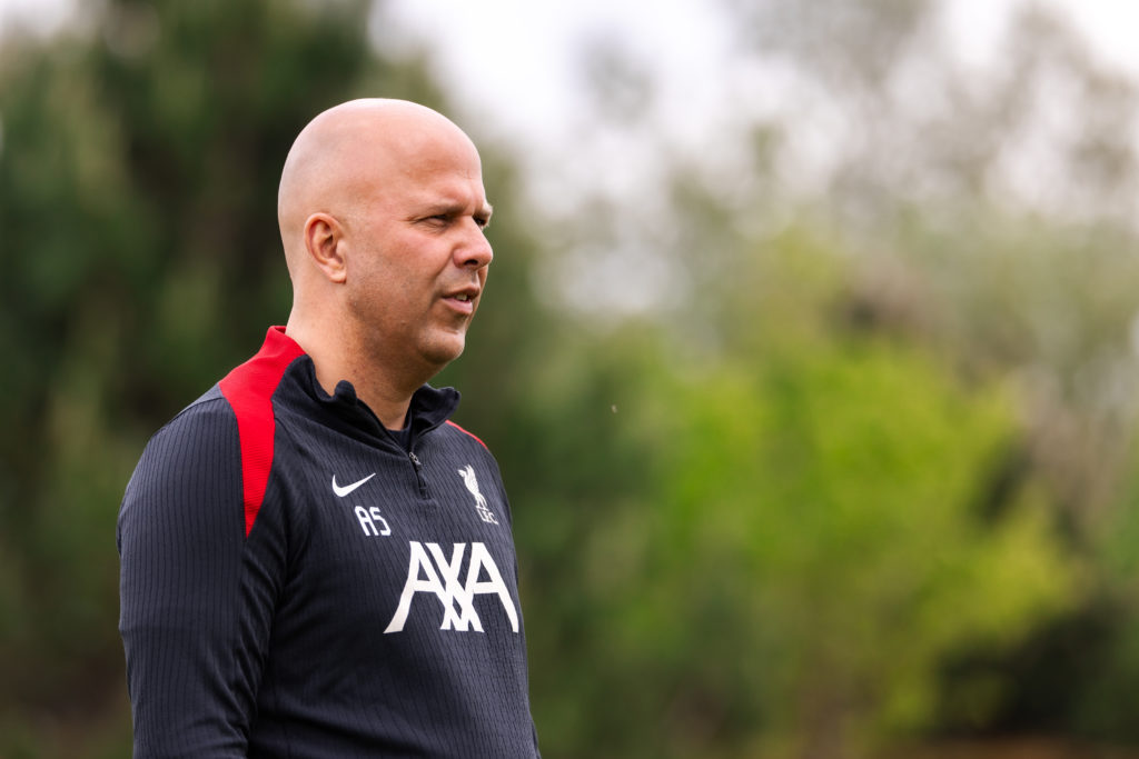 Arne Slot overseeing Liverpool training