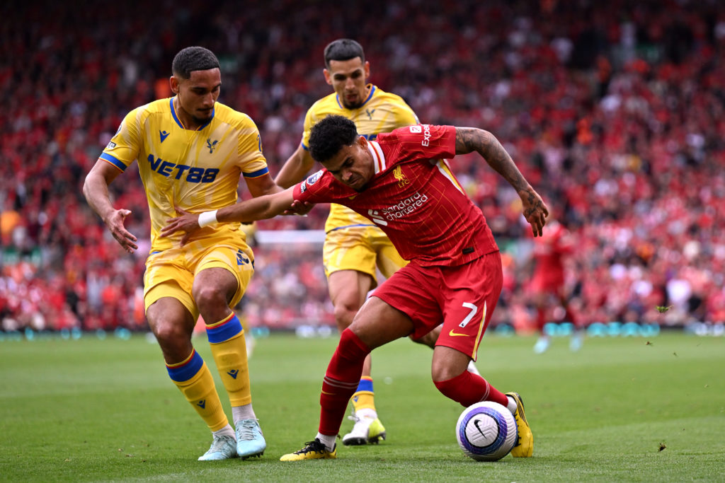 Luis Diaz in action for Liverpool vs Crystal Palace.