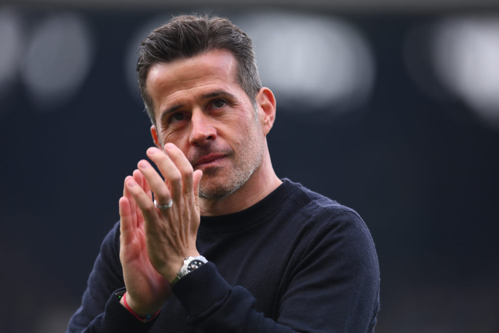 Marco Silva applauds the fans during match between Fulham and Man City