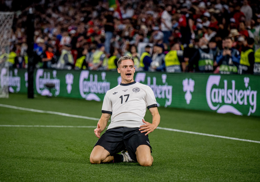 Florian Wirtz celebrating after scoring for Germany