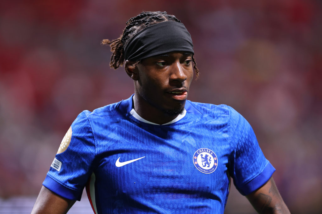 Noni Madueke during a FIFA Club World Cup clash between Chelsea and Los Angeles.