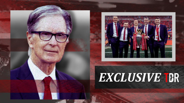 Illustration image of Liverpool owner John Henry, with Michael Edwards and other officials inset