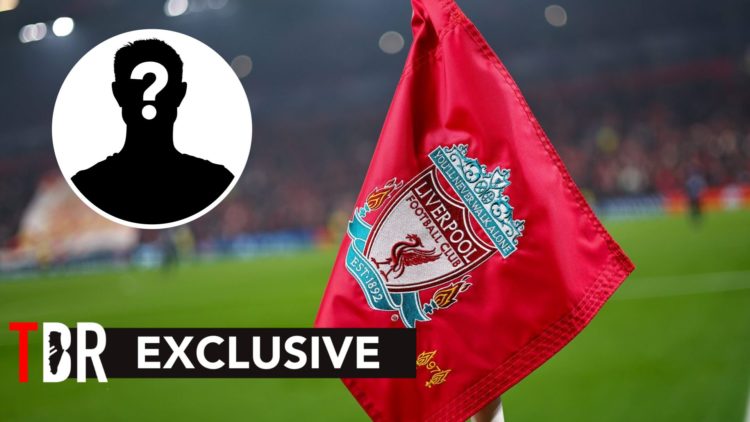 Image of Liverpool corner flag with overlay of mystery player inset