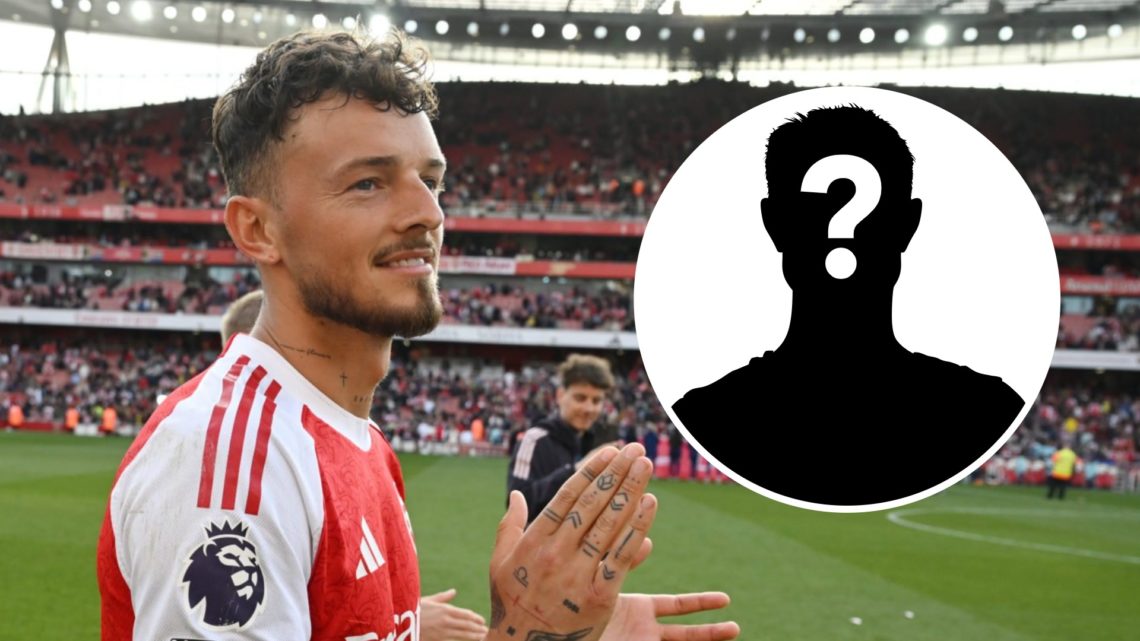 Ben White applauds after Arsenal's victory over Newcastle in the Premier League. Inset, question mark.
