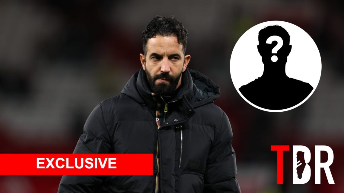 Manchester United manager Ruben Amorim with inset of mystery silhouette