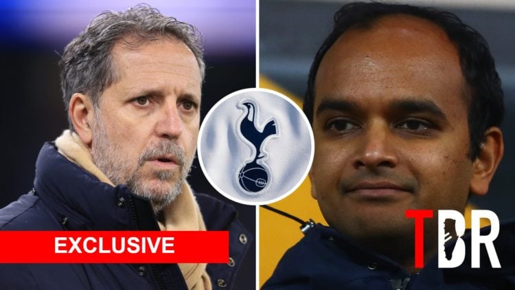 Split image of Fabio Paratici (L) and Tottenham Hotspur's CEO Vinai Venkatesham (R).