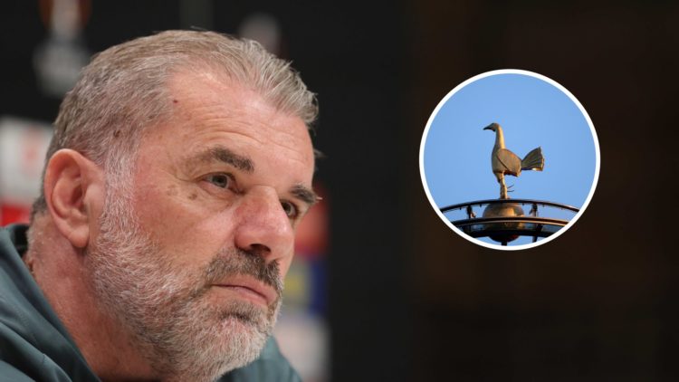 Former Tottenham Hotspur manager Ange Postecoglou with inset of Tottenham logo