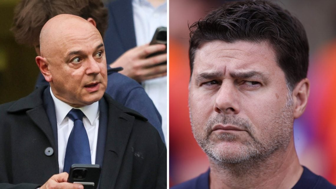 Split image of (L) Daniel Levy looking on during a Tottenham game and (R) Mauricio Pochettino watching on as the manager of the USMNT