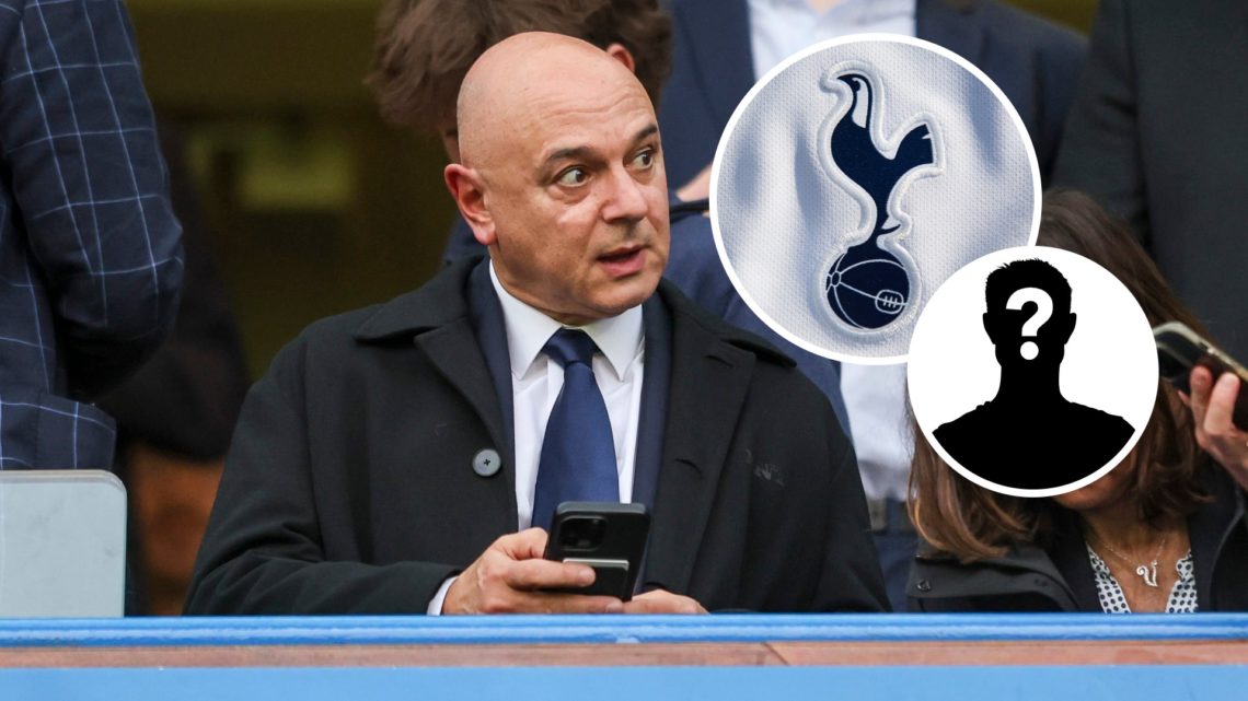 Image of Daniel Levy before Chelsea vs Tottenham, Tottenham badge and mystery figure inset