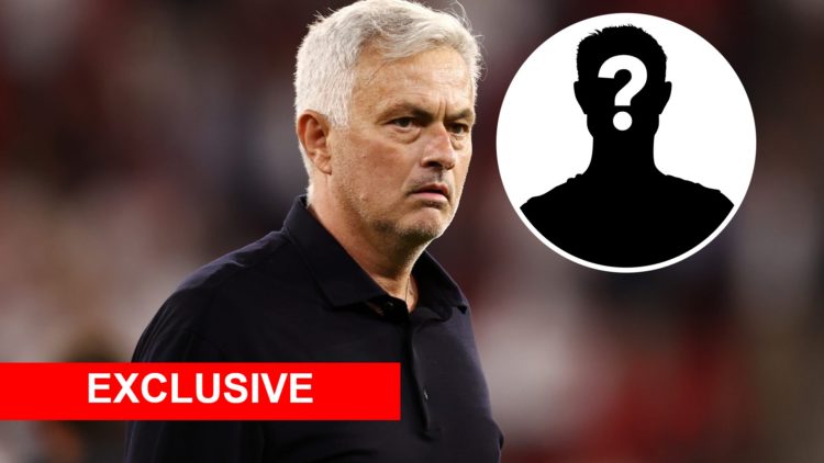 Image of Jose Mourinho during the Europa League clash between Sevilla and AS Roma with overlay of mystery person