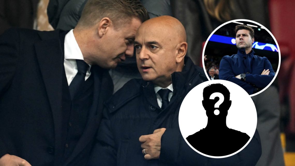 Tottenham Hotspur sporting director Johan Lange. Inset of Mauricio Pochettino and mystery player.