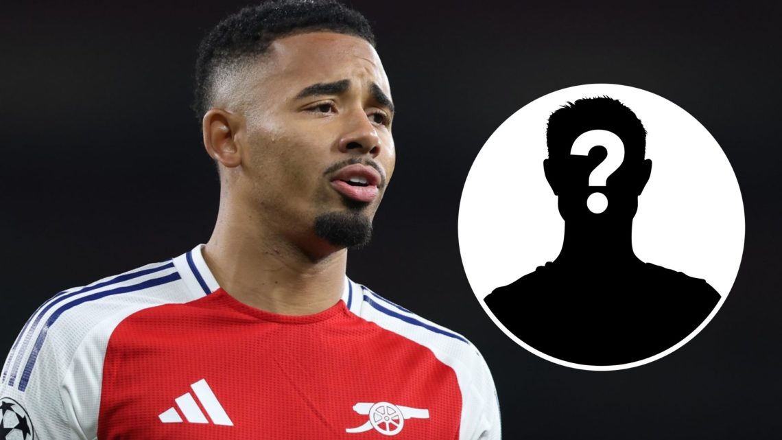 Gabriel Jesus looks on during Arsenal's Champions League match. Inset, question mark.