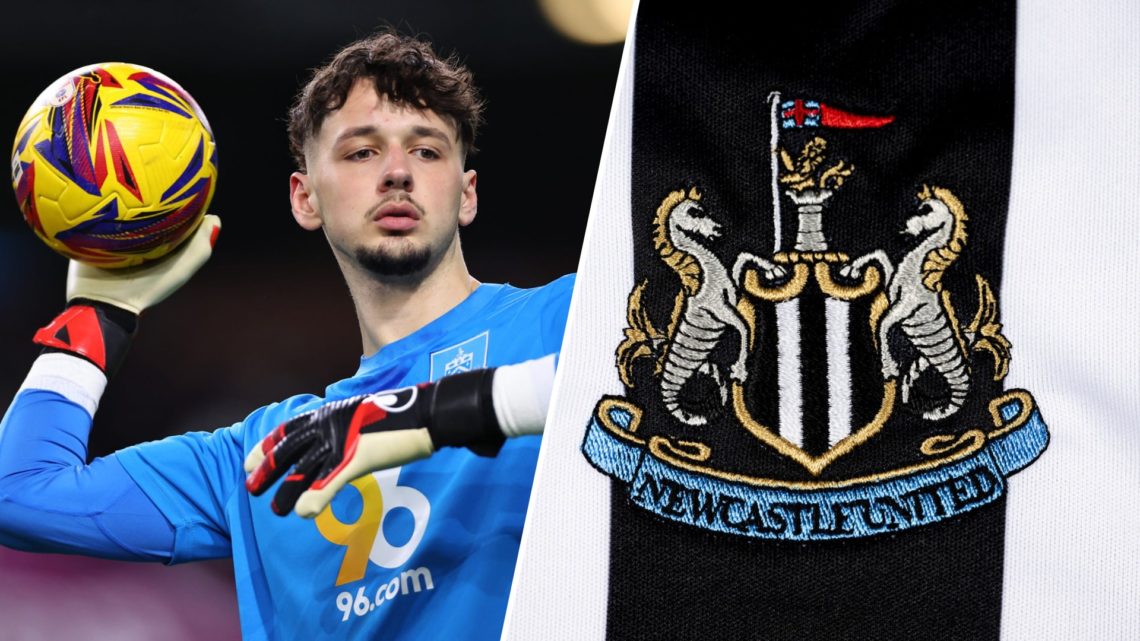 Split image of James Trafford and the Newcastle United club badge