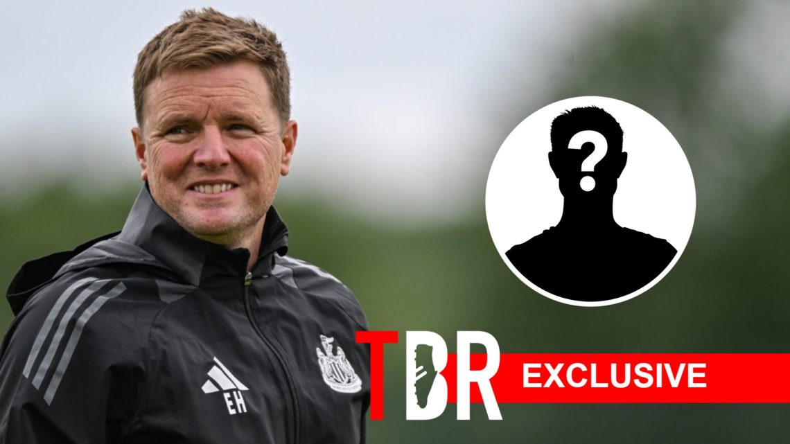 Eddie Howe looks on during Newcastle training. Inset, question mark.