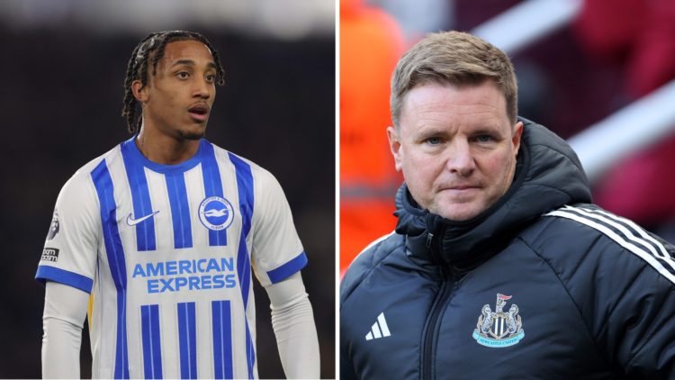 Split image of Brighton No.9 Joao Pedro and Newcastle United manager Eddie Howe