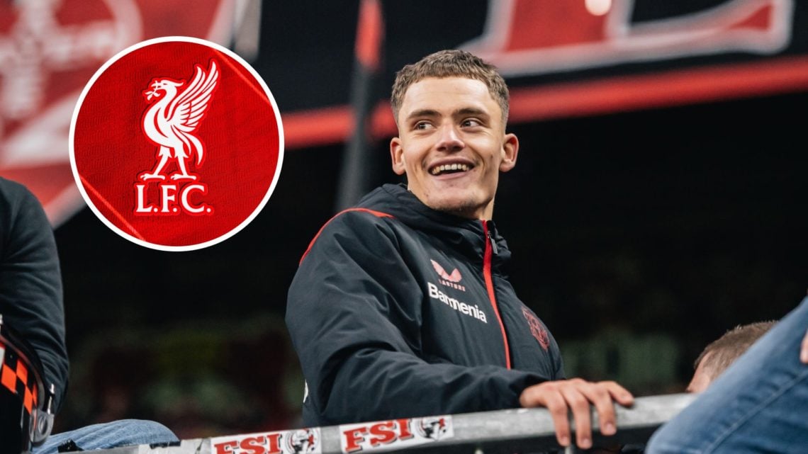 Florian Wirtz with inset of Liverpool badge