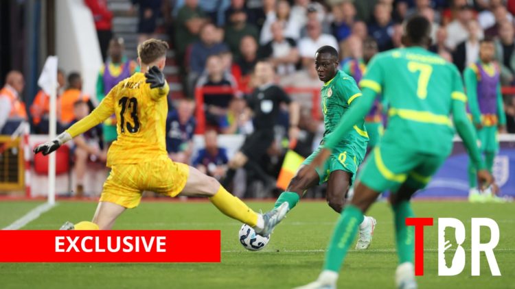 Senegal winger Habib Diarra scores against England at Nottingham Forest's City Ground