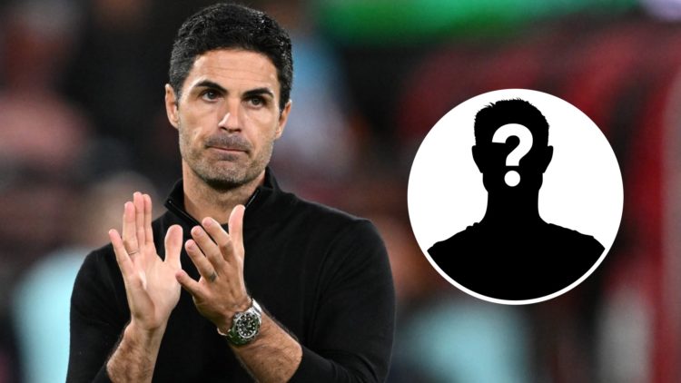 Mikel Arteta applauds after Arsenal's match in the Premier League. Inset, question mark.