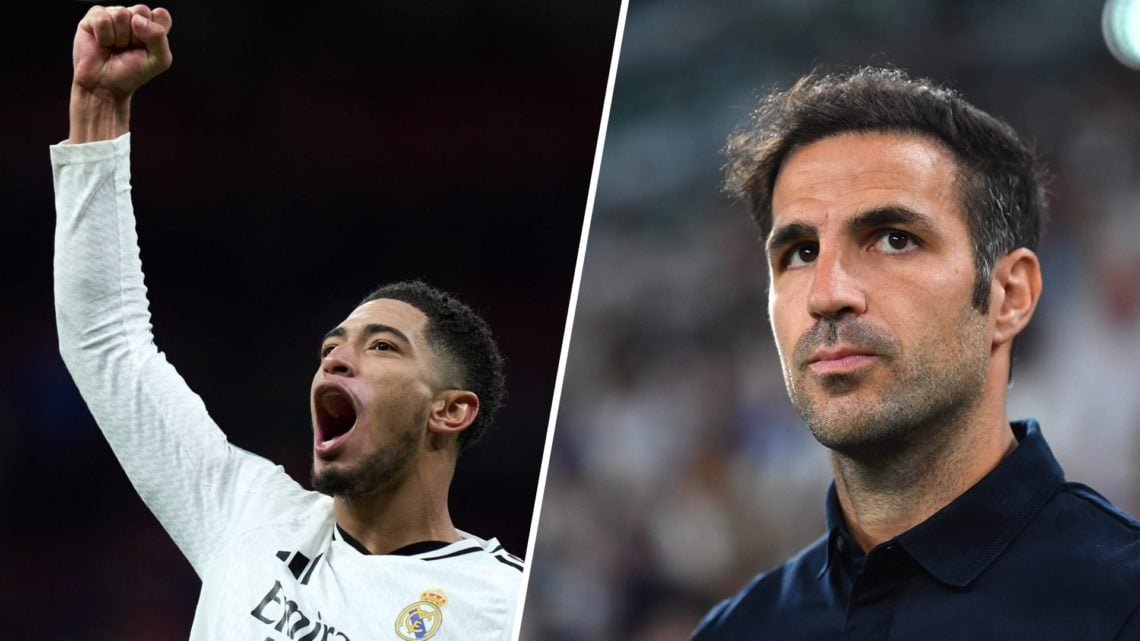 A split image of Jude Bellingham and Cesc Fabregas