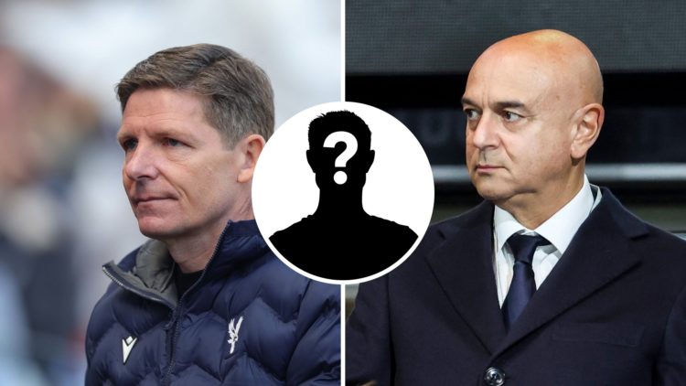 Split image of Daniel Levy and Oliver Glasner with overlay of mystery player
