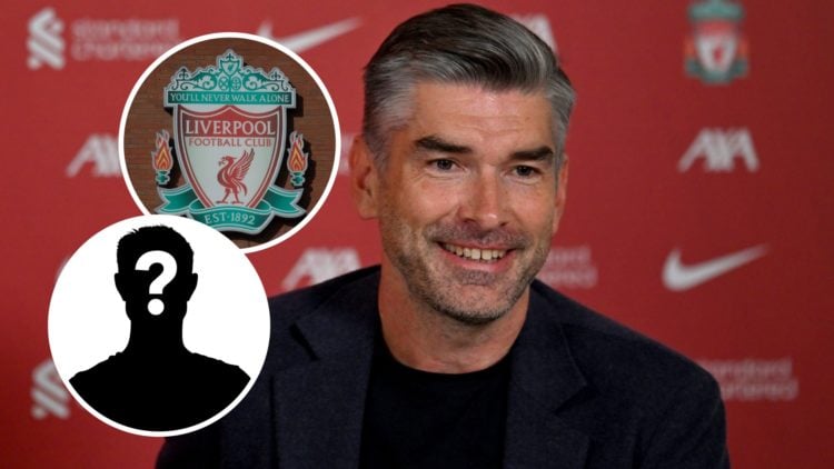 Liverpool director Richard Hughes with inset of Liverpool badge