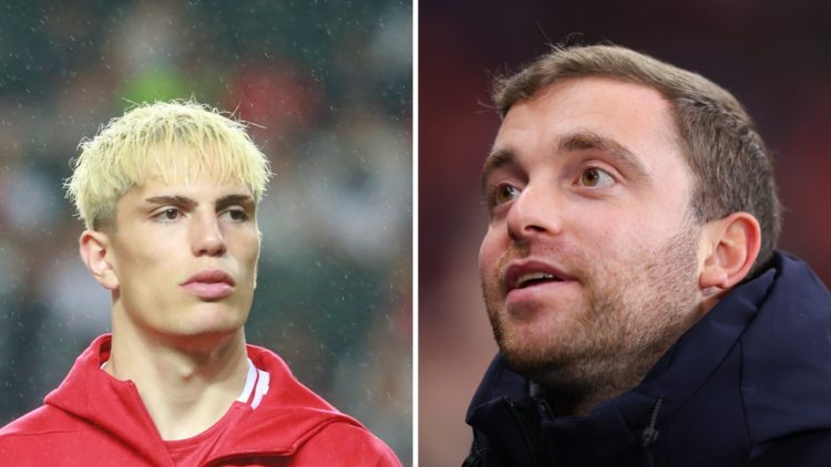 Split image of Manchester United star Alejandro Garnacho and transfer expert Fabrizio Romano