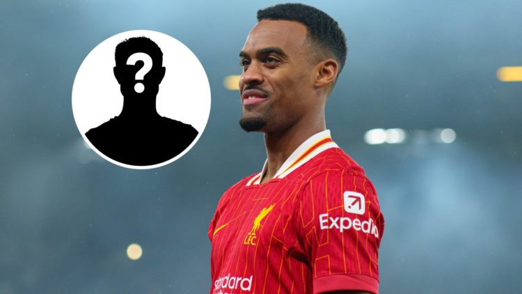 Ryan Gravenberch during the UEFA Champions League clash between Liverpool and Lille with mystery figure inset