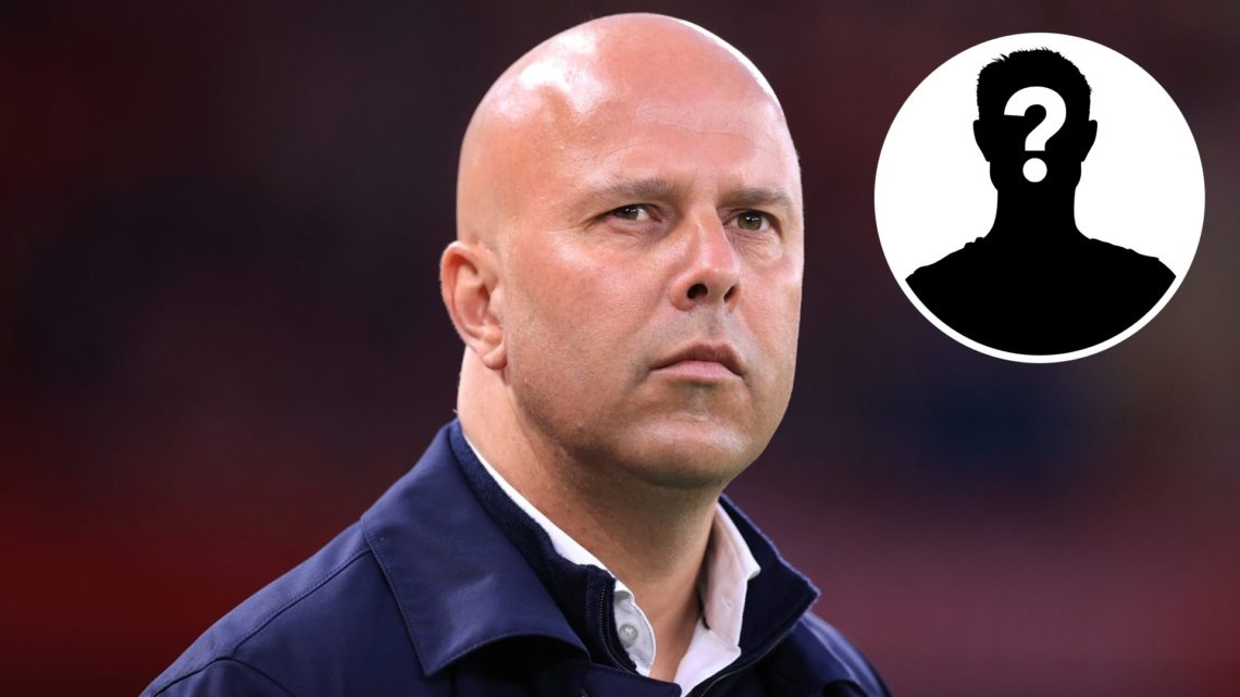 Image of Liverpool manager Arne Slot with overlay of mystery player