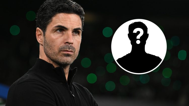 Mikel Arteta looks on during Arsenal's Champions League clash with Sporting CP. Inset, question mark.