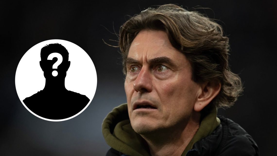 Image of Thomas Frank looking on during a game when he was the Brentford manager with an inset of a mystery figure