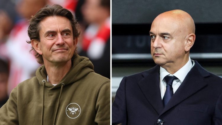 Split image of new Tottenham Hotspur manager Thomas Frank and Spurs chairman Daniel Levy