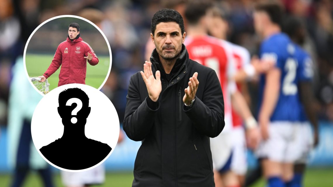 Arsenal manager Mikel Arteta with inset of Carlos Cuesta