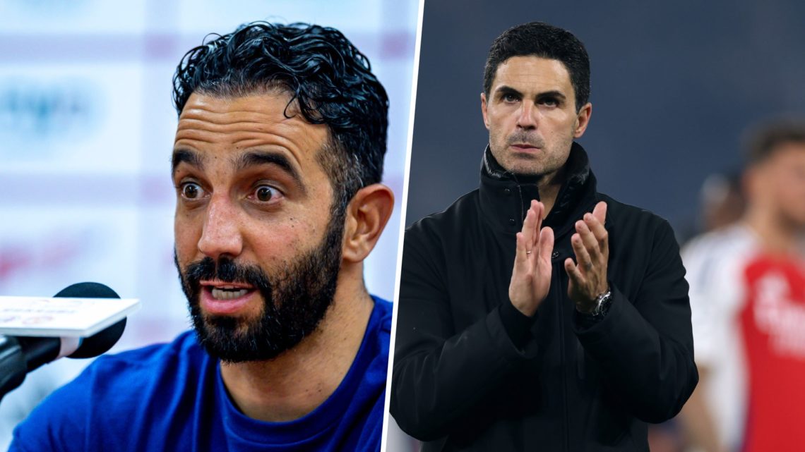 A split image of Ruben Amorim and Mikel Arteta