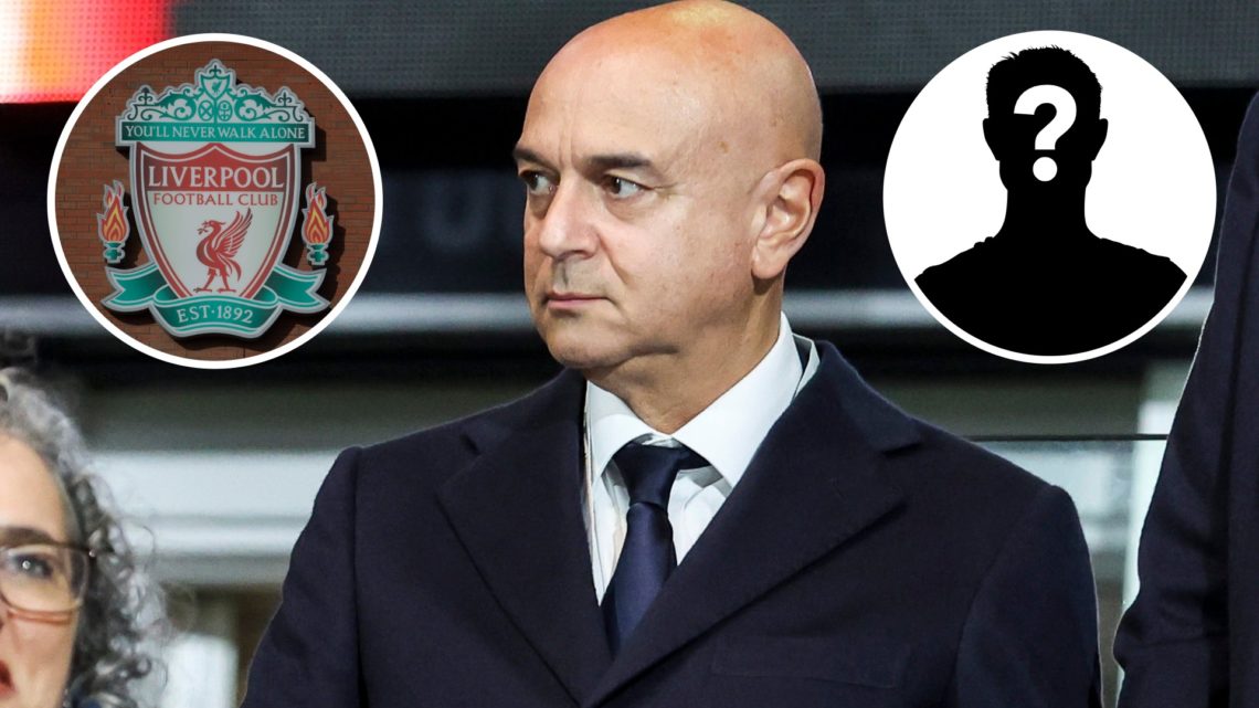 Image of Daniel Levy with overlay of Liverpool badge