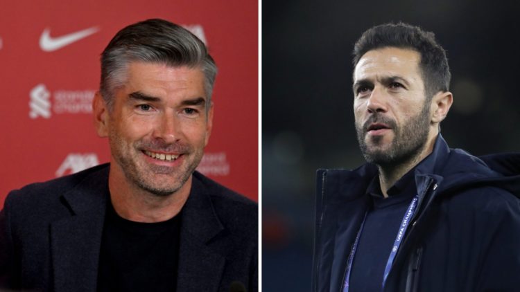 Split image of Liverpool director Richard Hughes and Manchester City director Hugo Viana
