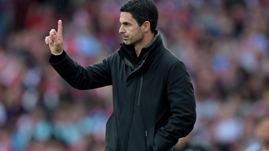 Image of Arsenal manager Mikel Arteta on the pitch side during match vs Newcastle