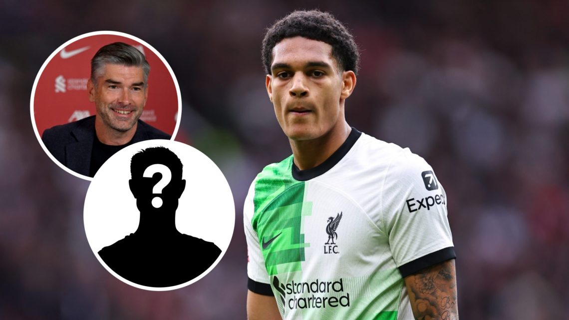 Liverpool defender Jarell Quansah with insets of Richard Hughes and mystery silhouette