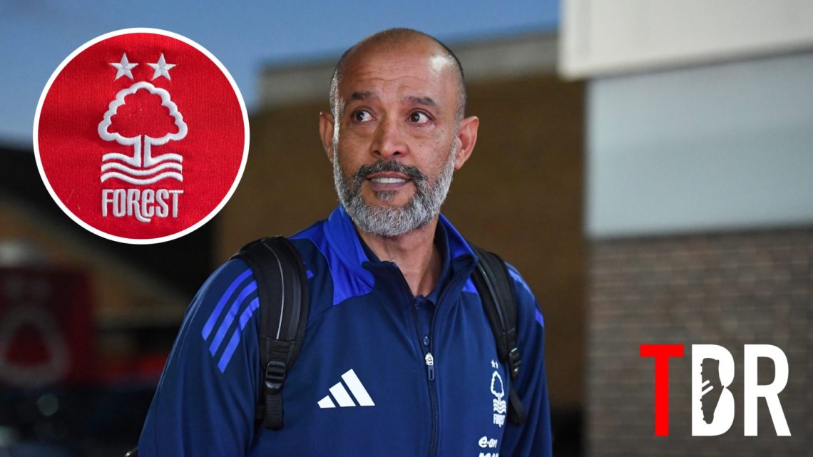 Nottingham Forest manager Nuno Espirito Santo with inset of Nottingham Forest badge