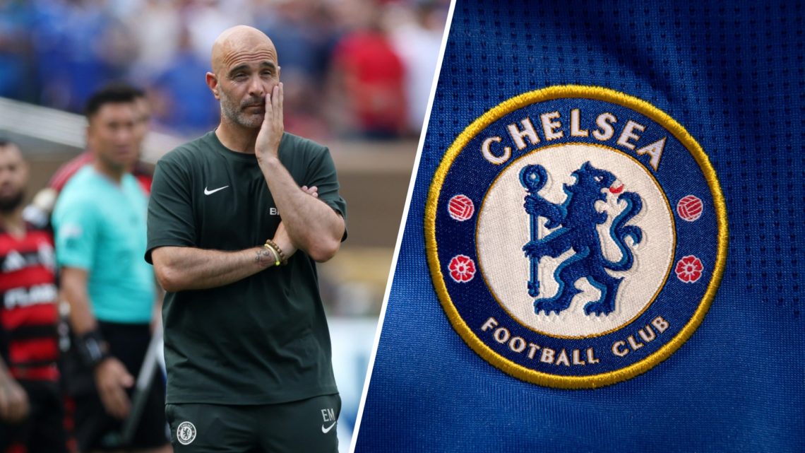 Split image of Chelsea manager Enzo Maresca and Chelsea badge