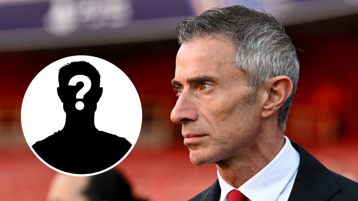 Arsenal sporting director Andrea Berta looks on at the Emirates. Inset, question mark.