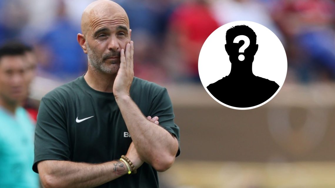 Enzo Maresca looks concerned during a Chelsea match. Inset, question mark.