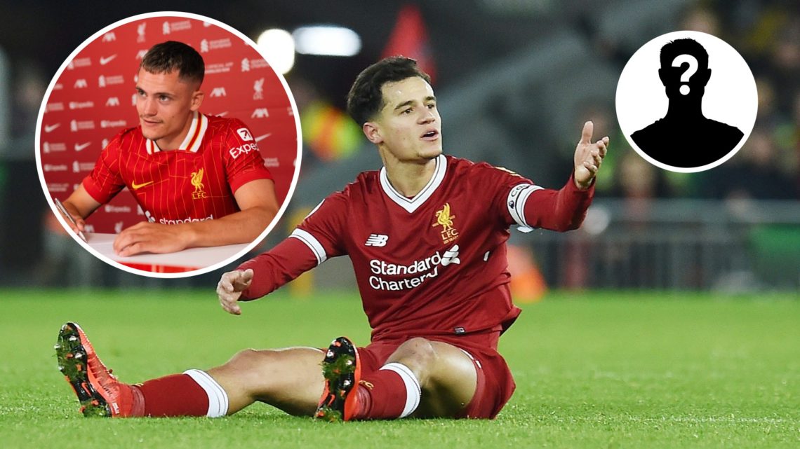 Philippe Coutinho during the Premier League match between Liverpool and Swansea City at Anfield, Florian Wirtz and mystery figure inset
