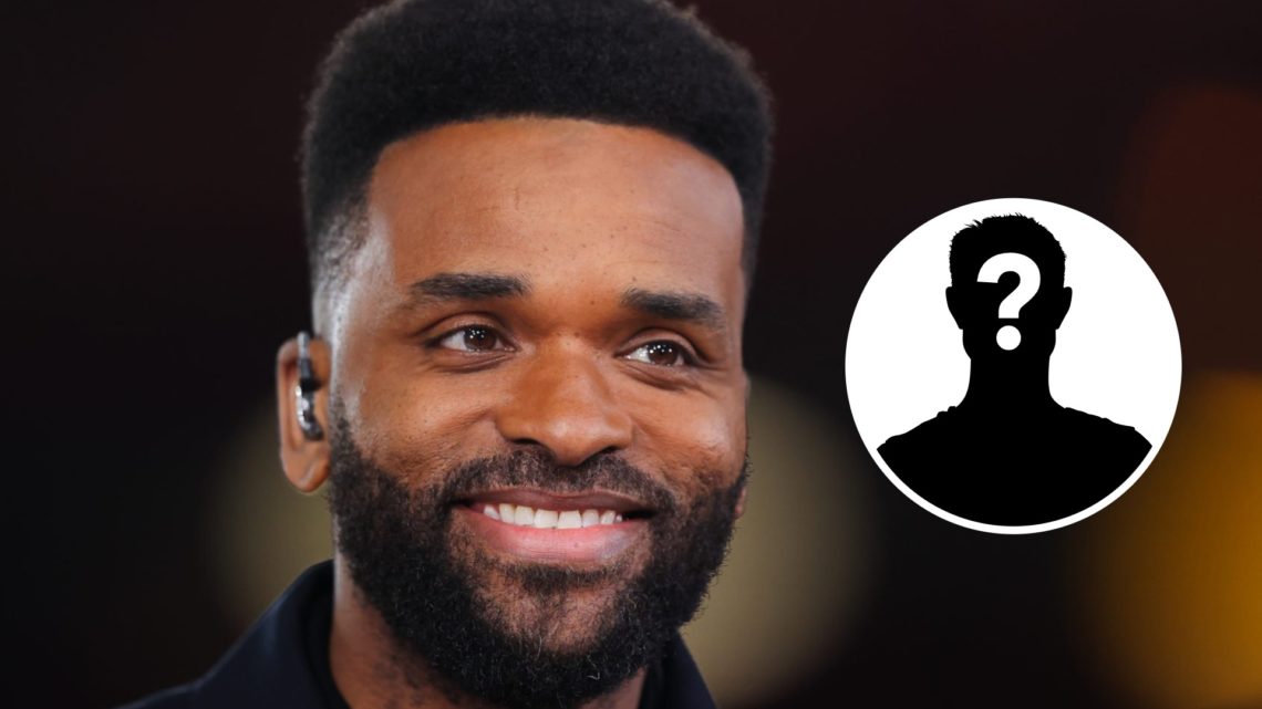 Image of Darren Bent smiling while working as a pundit with an inset of a mystery player