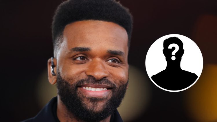 Image of Darren Bent smiling while working as a pundit with an inset of a mystery player