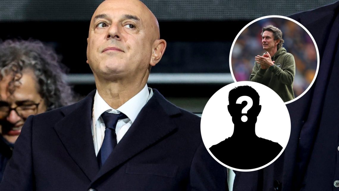 Tottenham Hotspur chairman Daniel Levy ahead of Premier League match at Bournemouth. Inset of Tottenham manager Thomas Frank and mystery player.