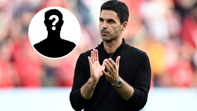 An image of Mikel Arteta with a mystery figure