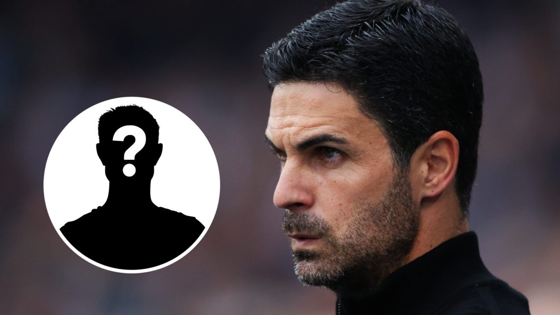 Mikel Arteta looks on during an Arsenal match in the Premier League. Inset, question mark.