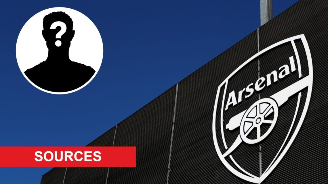 Image of Emirates stadium from the outside with overlay of mystery player