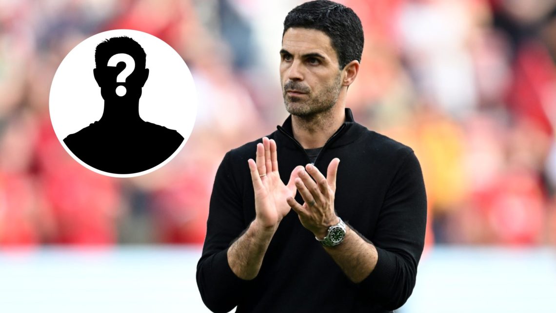 Main: Mikel Arteta applauds the Arsenal fans after his side's 2-2 draw with Liverpool at Anfield. Inset: Mystery player.